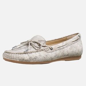 MICHAEL KORS Women's Sutton Moc Loafers Shoes Python Leather Natural Size 8.5